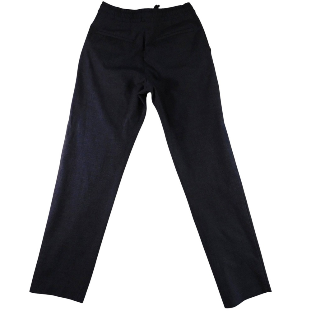 Zara Drawstring Elastic Waist Straight Leg Trouser Pants Women Small Navy Blue